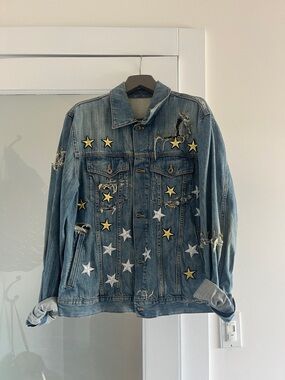 Personalized Distressed Blue Denim Jacket